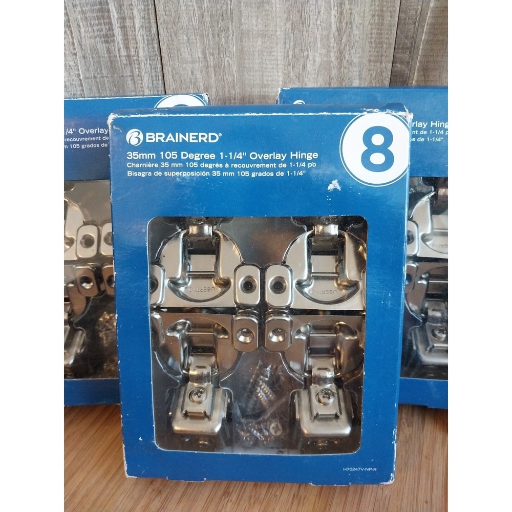 24 Brainerd 105 Degree 1 1/4" Overlay Concealed Nickel Cabinet Hinges 3-sets 8